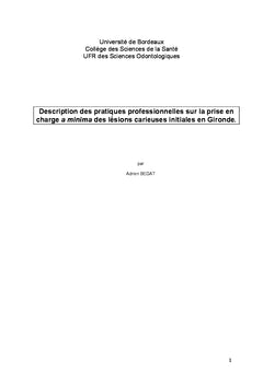 Prise en charge des lésions carieuses initiales