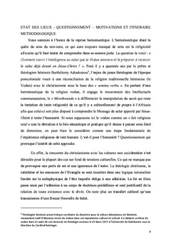 " Du moment vodun" au "moment chrétien" de Dieu