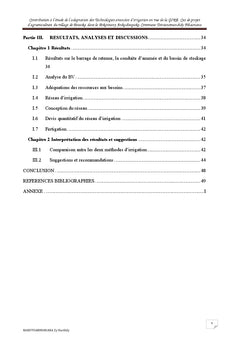 Etude d'adaptation des technologies avancées d'irrigation avec la GIRE