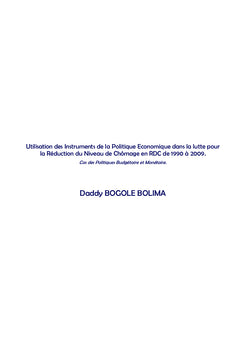 Instruments de politique économique et lutte contre le chômage en RDC