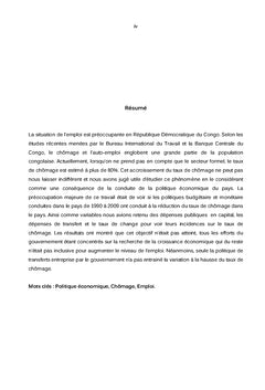 Instruments de politique économique et lutte contre le chômage en RDC