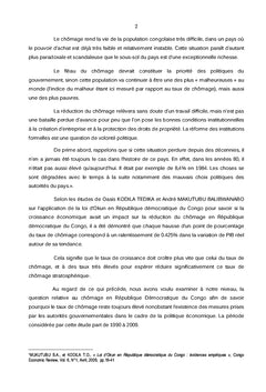 Instruments de politique économique et lutte contre le chômage en RDC
