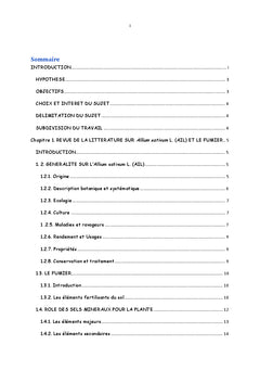 Etude Comparative du Rendement d'Allium Sativum L. (AIL)