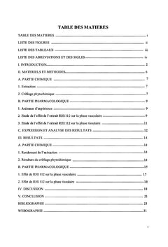 Etude de l'activite anti-inflammatoire de l'extrait RH1112