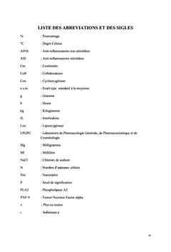 Etude de l'activite anti-inflammatoire de l'extrait RH1112