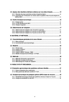 Rentabilite et adoption du Mucuna pour la Fertilite des sols au Togo