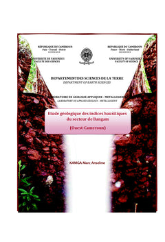 Les formations bauxitiques du secteur de Bangam (Ouest-Cameroun)