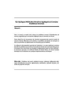 Sur Quelques Methodes Iteratives Appliquees A Certains Prob. Inverses