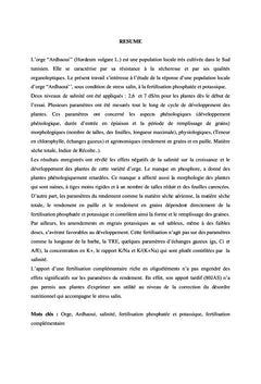 Effet de la fertilisation sur la croissance de l'orge en milieu salin