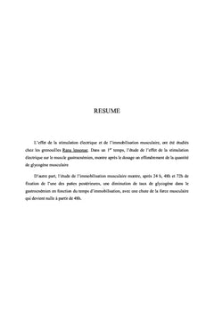 Effet de l'électro-stimulation et l'immobilisation musculaire