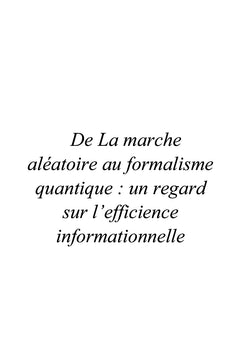 De la marche aléatoire au formalisme quantique :