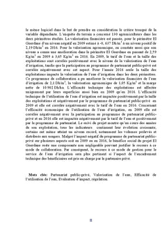 Impact du Partenariat Public-Privé en irrigation