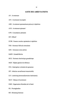 Profil épidémiologique des avortements spontanés