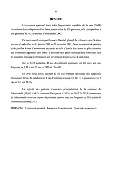 Profil épidémiologique des avortements spontanés