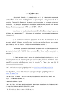 Profil épidémiologique des avortements spontanés