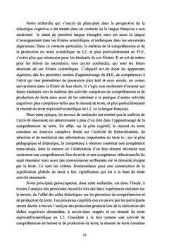 Etude de l'effet des aides didactiques sur l'activité résumante en FLE