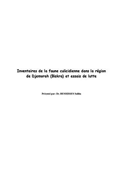 Inventaires des culicidae dans la région de Djemorah Biskra