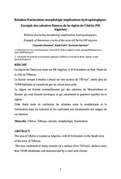 Relation fracturation-morphologie et implications hydrogéologiques