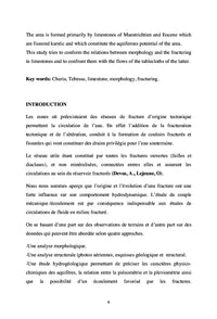Relation fracturation-morphologie et implications hydrogéologiques