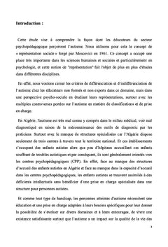 Les représentations sociales de l'autisme chez les éducateurs