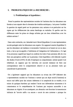 Les représentations sociales de l'autisme chez les éducateurs