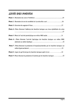 Evaluation des propriétés probiotiques des bactéries lactiques