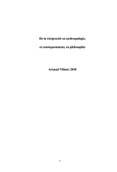 De la réciprocité en anthropologie, et conséquemment, en philosophie
