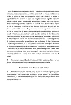 Employeur, salarié et vie Privée