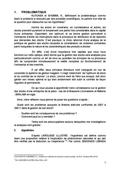 Mécanisme sur la gestion de stock magasin cas de la Bralima 2006-2011