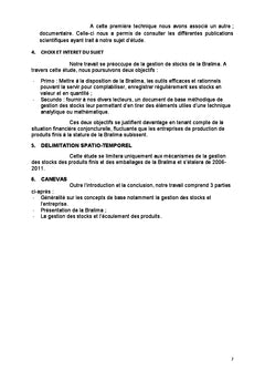 Mécanisme sur la gestion de stock magasin cas de la Bralima 2006-2011