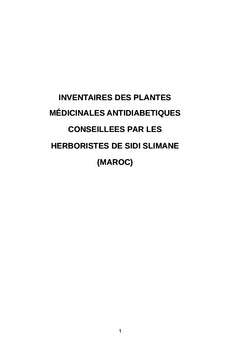 Inventaires des plantes medicinales antidiabetiques