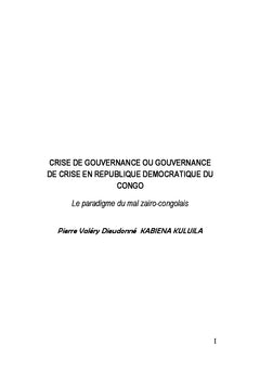 Crise de gouvernance ou gouvernance de crise en RDC