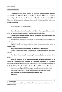 Prediction du profil de rugosite lors du laminage A froid