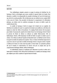 Prediction du profil de rugosite lors du laminage A froid