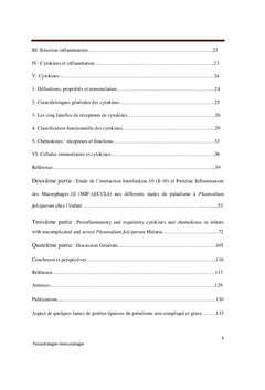 Interaction des cytokines et chémokines au cours du paludisme