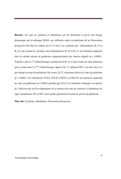 Interaction des cytokines et chémokines au cours du paludisme