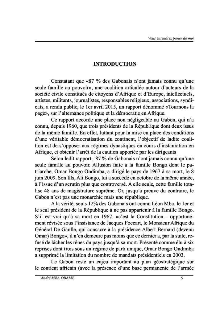 Vous entendrez parler de moi