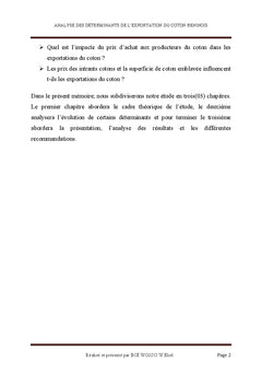 Analyse des déterminants à l'exportation du coton fibre béninois