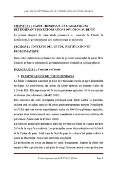 Analyse des déterminants à l'exportation du coton fibre béninois