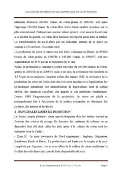 Analyse des déterminants à l'exportation du coton fibre béninois
