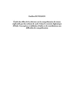 Effets de la relecture sur la comprehension de textes explicatifs