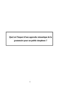 Une approche sémantique de la grammaire avec un public sinophone