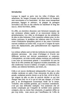 Les difficultes de mobilite dans les villes d'Afrique sub-saharienne