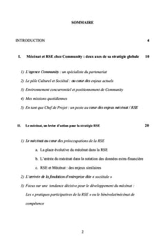 Le Mecenat et la Responsabilite Societales des entreprises (RSe)