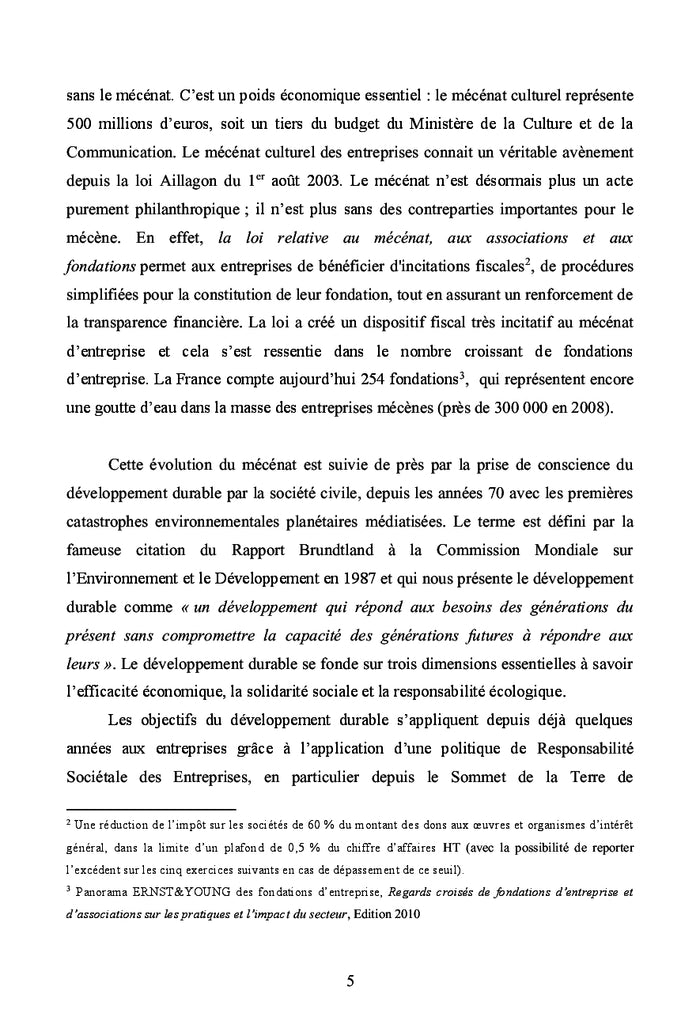 Le Mecenat et la Responsabilite Societales des entreprises (RSe)