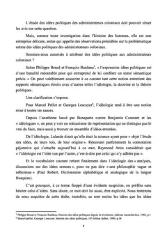 Les Idees Politiques des Administrateurs Coloniaux XIXeme siècle-1956