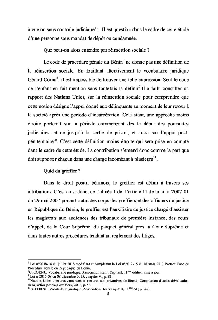 Réinsertion sociale des détenus en République du Bénin