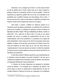 Réinsertion sociale des détenus en République du Bénin