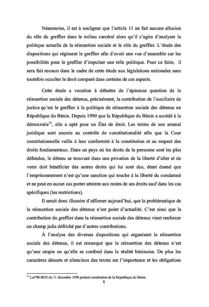 Réinsertion sociale des détenus en République du Bénin