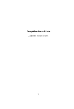 Compréhension en lecture Analyse des manuels scolaires